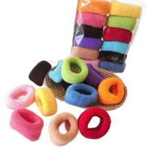 24pc Break Resistant Hair Ties Ponytail Terry Cloth Stretchy Colorful Sc... - £11.01 GBP