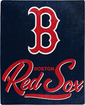 Boston Red Sox 50&quot; by 60&quot; Plush Raschel Signature Throw Blanket - MLB - £28.82 GBP