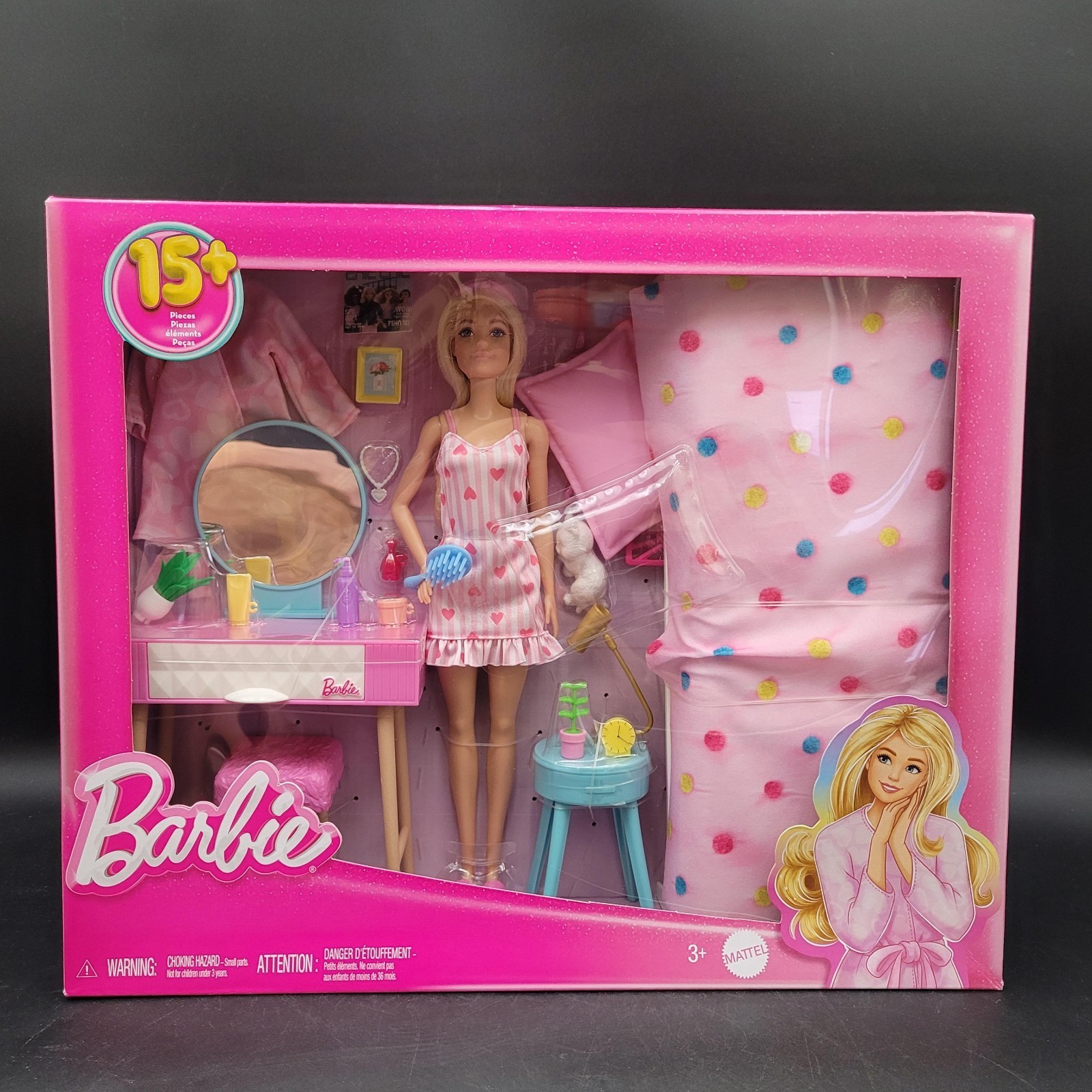 Barbie Doll and Bedroom Playset, Barbie Furniture with 15+ Storytelling Pieces Item image 2