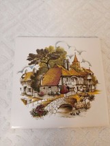 Vintage Scenic Cozy English Village Bridge Ceramic The Tile Shop San Die... - $13.98