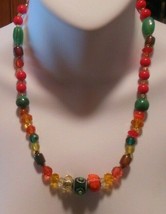 Vintage Multi-color Glass /Crystal/Art Bead Necklace - £43.28 GBP