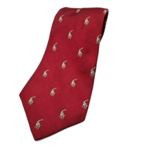 Red Men&#39;s Silk Tie VTG Hand Made Polo Ralph Lauren Made In USA All Over Pony - £18.98 GBP