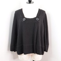 Leo &amp; Nicole Women&#39;s XL Black Cotton Acrylic Knit Babydoll Snap-Up Sweater - £11.01 GBP