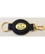 Michael Stevens International Brown Leather Gold Tone Key Chain 5&quot; x 2&quot; - £7.85 GBP