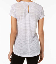 Ideology Womens Jacquard Keyhole Back T-Shirt Size Small Color White Jacquard - £19.53 GBP