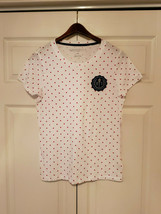 Aeropostal Women&#39;s Large White w/ Pink Polka Dots 87 Patch T-Shirt (NEW) - £15.78 GBP