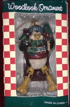 Vintage Woodlook Holiday Santa Clause With Tree Christmas Wooden Ornament - $9.78