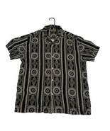 Level Ten Couture Shirt Men’s Large Black &amp; Gold Button Up Collar AOP Pa... - €20,30 EUR