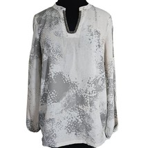 Gray Beaded Neckline Long Sleeve Blouse Size Large - £19.42 GBP