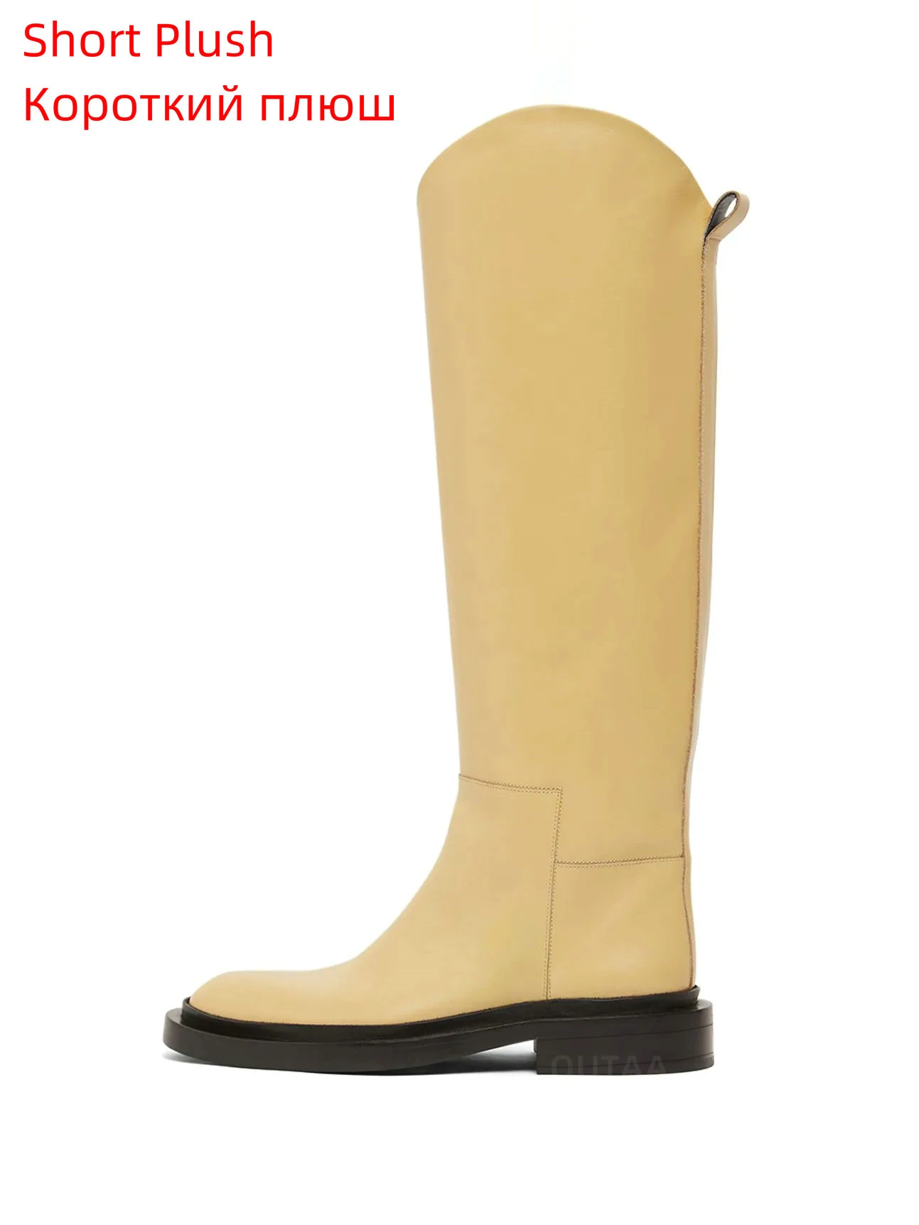 QUTAA 2024 Ins  Women Leather Knee High Boots Low Heel Motorcycle Warm Long Boot - £246.52 GBP