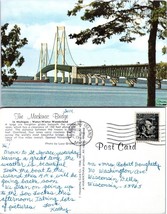 Michigan St. Ignace Mackinaw City Mackinac Bridge Posted 1967 VTG Postcard - £7.49 GBP