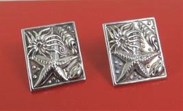 Vintage Taxco Sterling Silver Starfish Shell Seashell Beach Clip On Earrings - £45.73 GBP