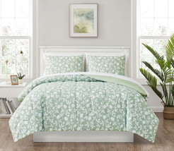 Green Floral Reversible 7-Piece Bed in a Bag Comforter Set with Sheets, ... - £36.79 GBP