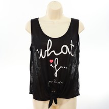 Miss Royal T Womens Tie Front Lace Tank Top XL &quot;What If... You &amp; Me&quot; Print Sheer - $17.80