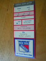 MSG NHL New York NY Rangers Vs. Toronto Maple Leafs Ticket Stub 10-22-90 - £3.97 GBP