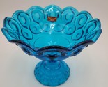 Rare LARGE LE Smith Moon &amp;Stars Colonial Blue Glass Flared Compote Dish ... - $39.59