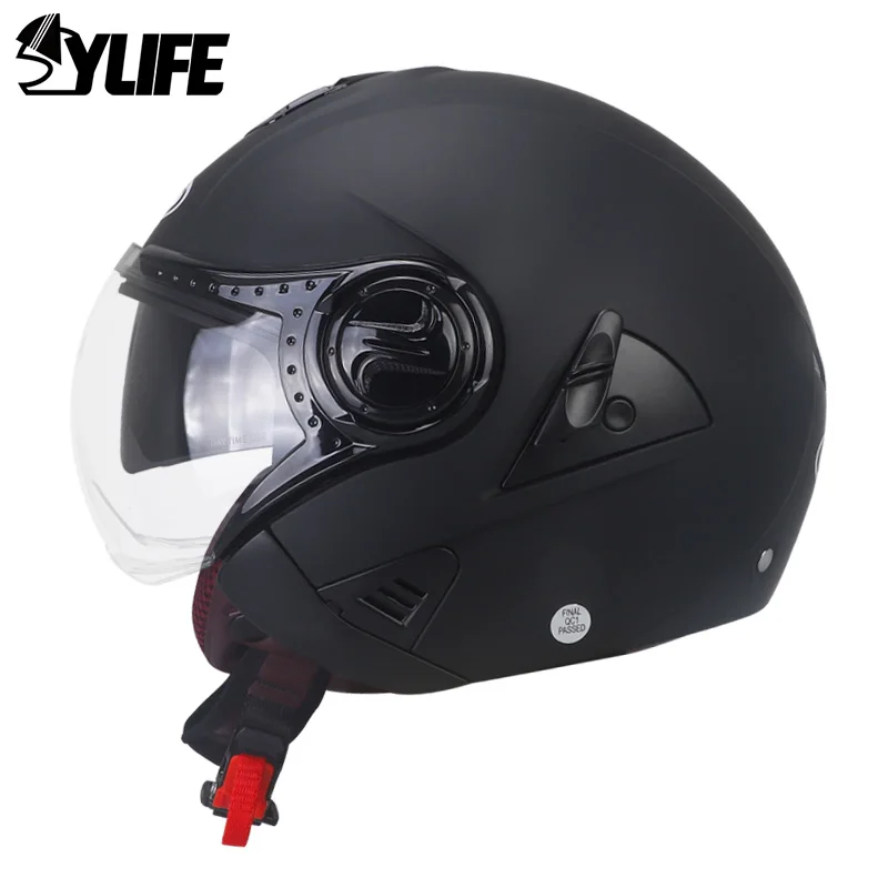 Motorcycle Helmet Casco Moto Double Lens Open Face Electric Scooter Helmet Men W - $89.90