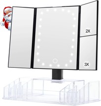 Makeup Mirror With Lights And Storage By Gulauri - 3X/2X Magnification,, Black. - £28.38 GBP