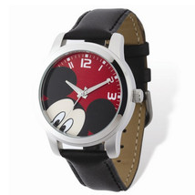 Disney Adult Size Mickey Mouse Black Leather Watch - £58.98 GBP