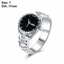 Fashion Creative Design Wedding Jewelry Mosaic Zircon Silver Plated Watch Shaped - £7.10 GBP+