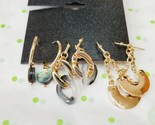 Ophelia Roe Women&#39;s Earrings 3 Pair Dangle Hoops French Wire Gold Tone New - $11.60