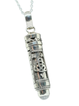 Moonstone Stash Necklace Triquetra Gem Bottle Vial Pendant 18&quot; Chain 925 Silver - £28.73 GBP