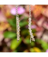 Delicate Golden Rutile Drop Earrings Beaded Dangle Handmade Earrings For... - $32.00