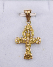 Egyptian Jewelry Pendant Ankh Cross Key with scepter 18K Yellow Gold 3 Gr - £325.18 GBP