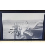 1930s Photo Negative Two Women Posing In Hood Of Car - $11.75 CAD
