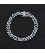 5mm Cuban Link Chain Necklace for Men&#39;s Women&#39;s Blue Zircon Curb Bracele... - £242.48 GBP