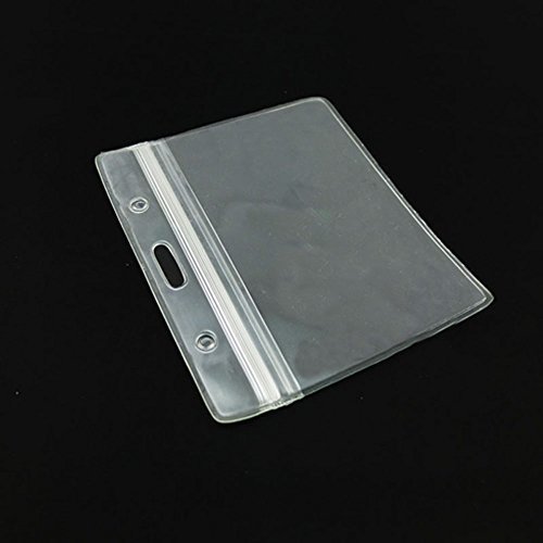 Bluemoona 50 Pcs - Waterproof ID Card Holder Plastic Badge Zipper Resealable Top