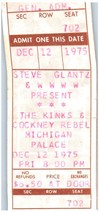 The Kinks Cockney Rebel Ticket Stub Décembre 12 1975 Detroit Mi Inutilisé Untorn - £52.87 GBP