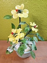 VTG Japanese Chinese Oriental Asian Jade Glass Flowering Bonsai Tree Cel... - $386.11