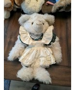 large 15&quot; primitive plush joined bear in dress - $13.49 CAD