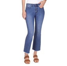 MICHAEL Michael Kors Womens Petites Blue Raw-Hem Denim Crop Button Fly J... - £23.94 GBP+