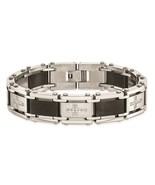 Men&#39;s Stainless Steel Black IP Diamond with Cross Bracelet - $321.36 CAD