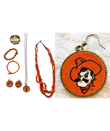 OSU Jewelry Lot Earring Bracelet Watch &amp; Orange Stone Necklace Oklahoma ... - €47,46 EUR