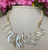 Vintage Express Iridescent Coral Shell Necklace - $11.88