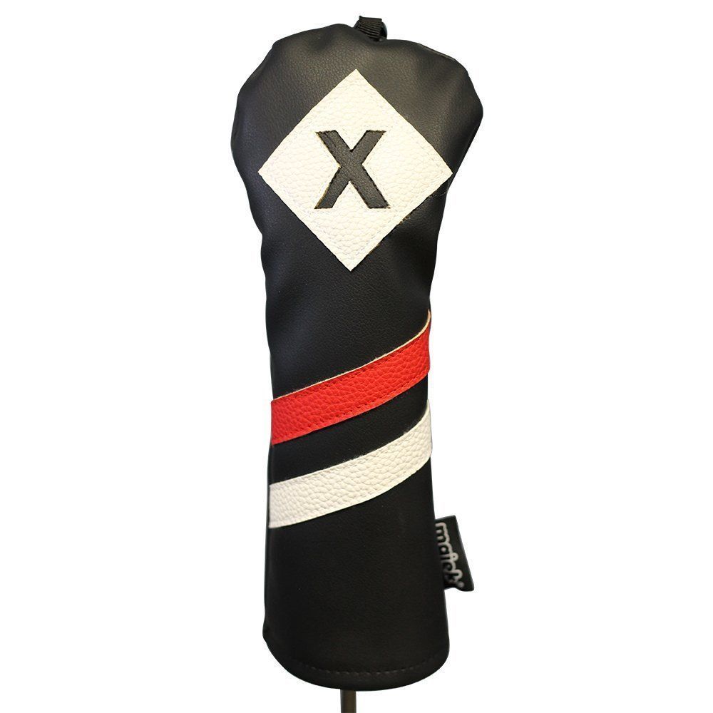 Majek Retro Golf X Fairway Wood Headcover Black Red White Vintage Leathe... - $16.61