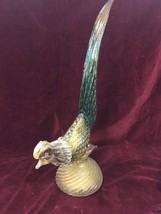 Beautiful Vintage Murano Italy Art Glass Rooster Bird W/GOLD/SILVER Fleck Design - £110.52 GBP
