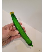 VTG Murano Style Hand Blown Glass Green Cucumber Zucchini Art Glass 8&quot; - $18.00