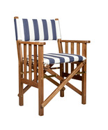 20&quot; Blue and White and Natural Wood Solid Wood Indoor Outdoor Director C... - $1,199.55 CAD