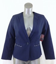 Tradition Women&#39;s Size 6 Blue Polyester Single Button Padded Shoulder Bl... - $11.88