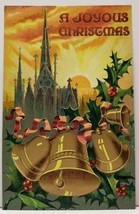 Joyous Christmas Large Golden Bells Vintage Postcard G2 - $4.95