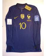 Kylian Mbappe France 2022 World Cup Final Match Home Long Sleeve Soccer ... - $110.00