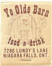 Ye Olde Barn, Niagara Falls, Ontario, Canada, Match Book Matches Matchbook - $11.99