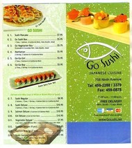 Go Sushi Japanese Cuisine Menu Ninth Avenue New York City  - £13.94 GBP