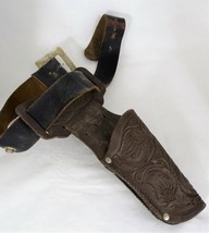VINTAGE plastic MATTEL FANNER COWBOY TOOLED Western HOLSTER and leather ... - $21.78