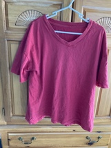 Women’s V Neck Red Short Sleeve Roomy T shirt Size Extra Large  - £15.93 GBP