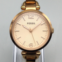 Fossil Georgia Watch Women 33mm Rose Gold Tone White Band ES3261 New Battery 6&quot; - £23.54 GBP